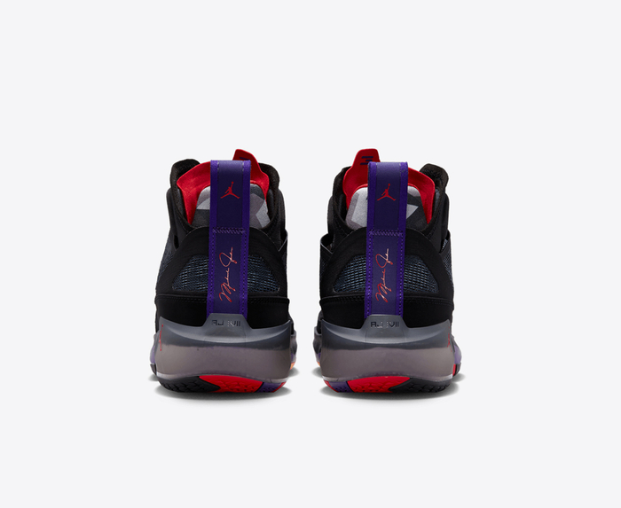 Black purple and red jordans on sale