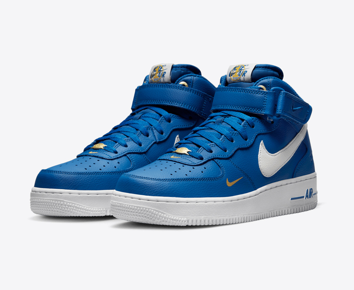 Nike AIR FORCE 1 MID 07 LV8 BLUE JAY SAIL YELLOW OCHRE WHITE VegNonVeg