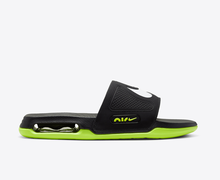 Black and green online nike slides