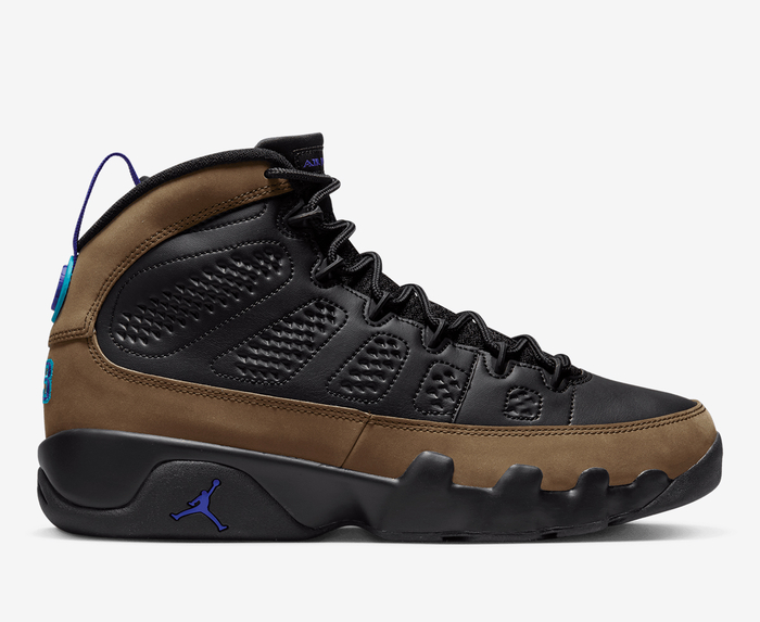 Jordan Buy NIKE AIR JORDAN 9 RETRO BLACK BRIGHT CONCORD LIGHT OLIVE VegNonVeg