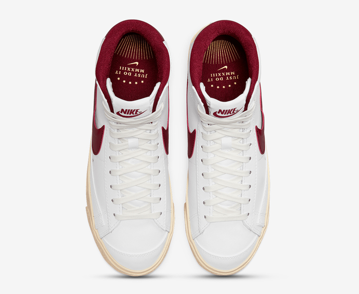 Nike - BLAZER MID '77 SE 'WHITE/TEAM RED-MUSLIN-MTLC GOLD STAR' - VegNonVeg