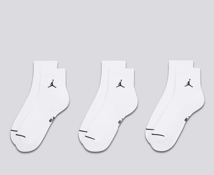 Jordan - JORDAN EVERYDAY CUSH POLY ANKLE SOCKS 3 PAIRS 'WHITE/BLACK' -  VegNonVeg