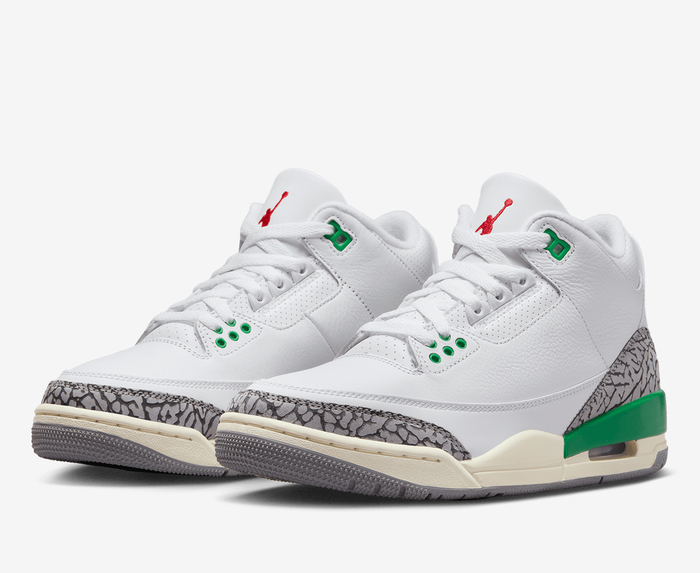 Jordan Buy NIKE AIR JORDAN 3 RETRO WHITE VARSITY RED LUCKY GREEN VegNonVeg