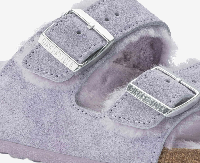 Grey shearling online birkenstocks