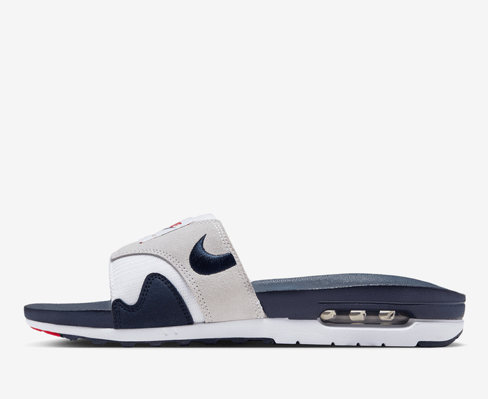 Nike - AIR MAX 1 SLIDE 'WHITE/OBSIDIAN-LIGHT NEUTRAL GREY' - VegNonVeg