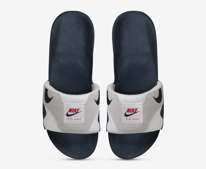 Nike - AIR MAX 1 SLIDE 'WHITE/OBSIDIAN-LIGHT NEUTRAL GREY' - VegNonVeg