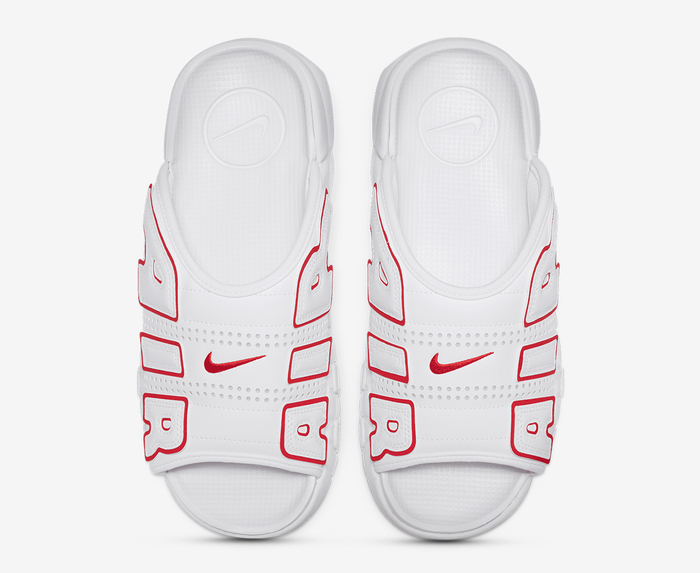Nike - AIR MORE UPTEMPO SLIDE 'WHITE/UNIVERSITY RED' - VegNonVeg