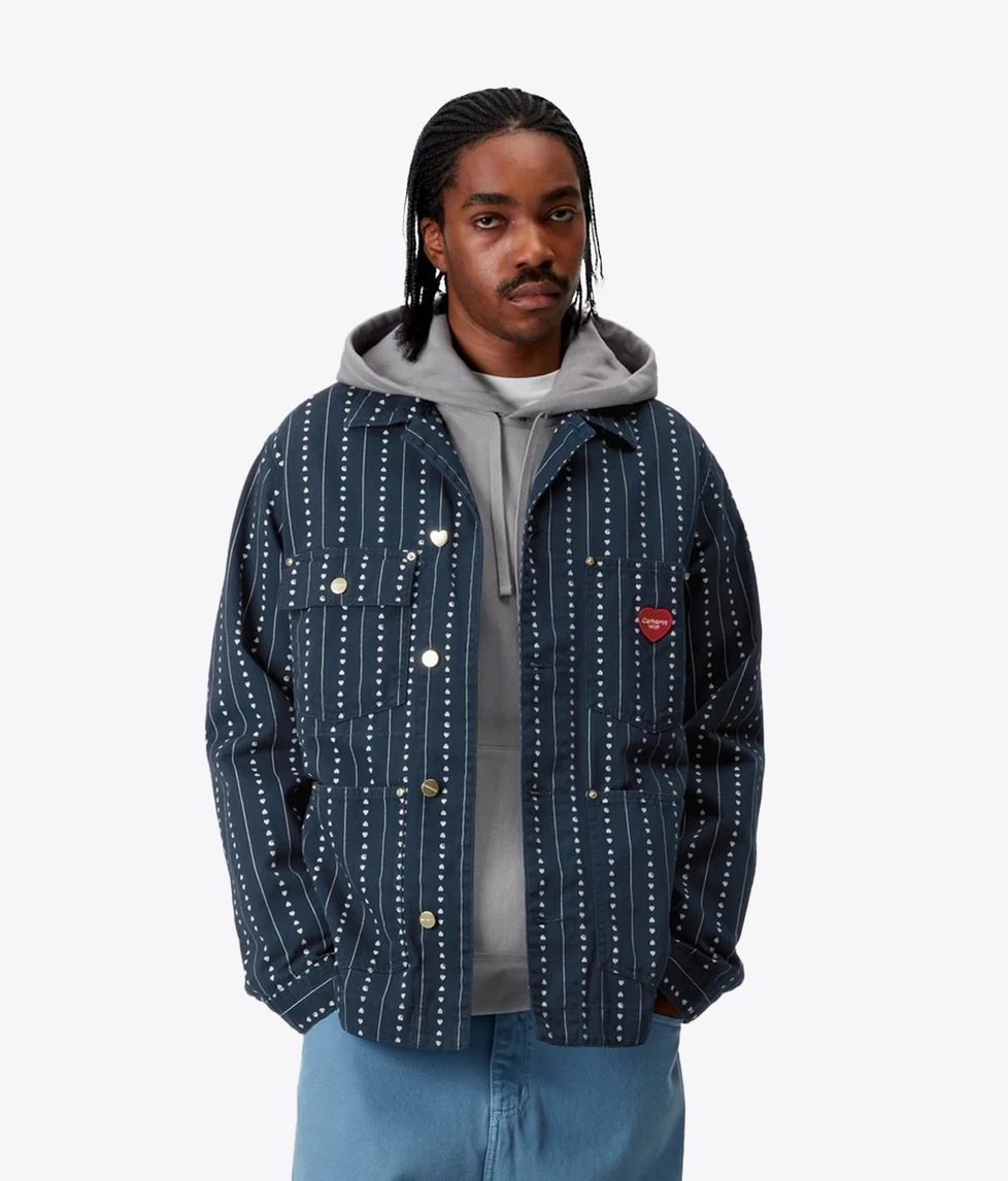 Carhartt WIP - CARHARTT WIP DREWE CHORE PINSTRIPE COAT INK/NATURAL
