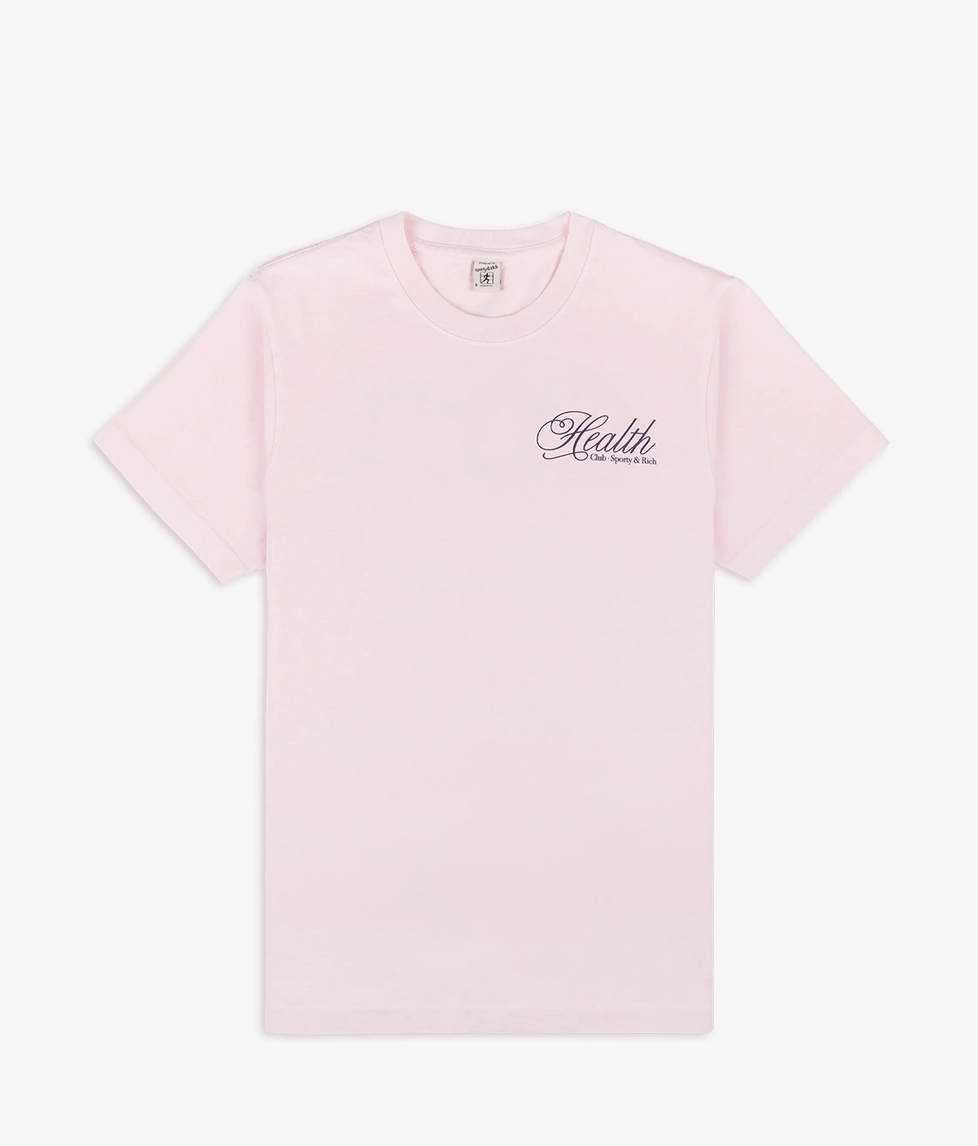Sporty & Rich - Sporty & Rich Health Script T-Shirt Pink Dolphin