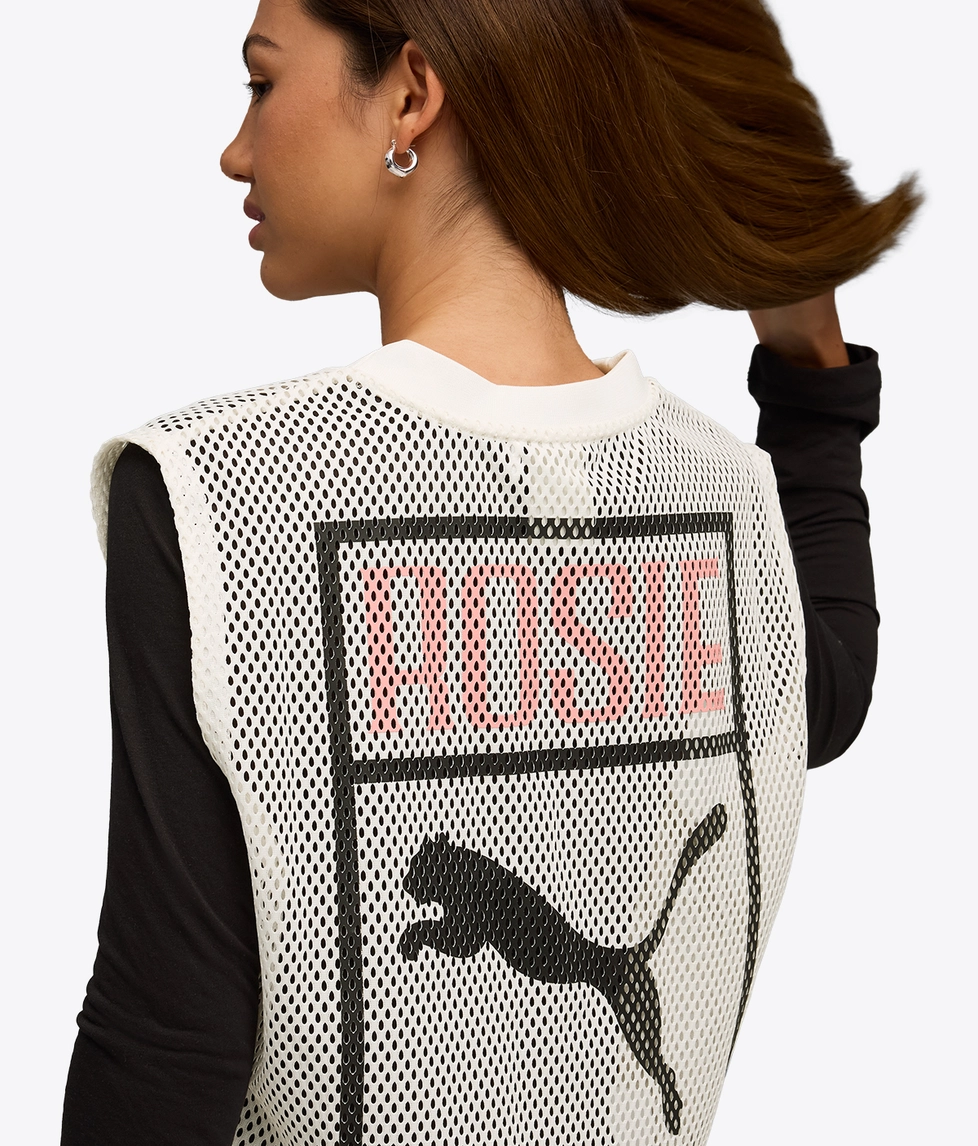 Puma - Puma X Rose Relaxed Mesh Top Warm White |Buy Women's Tee