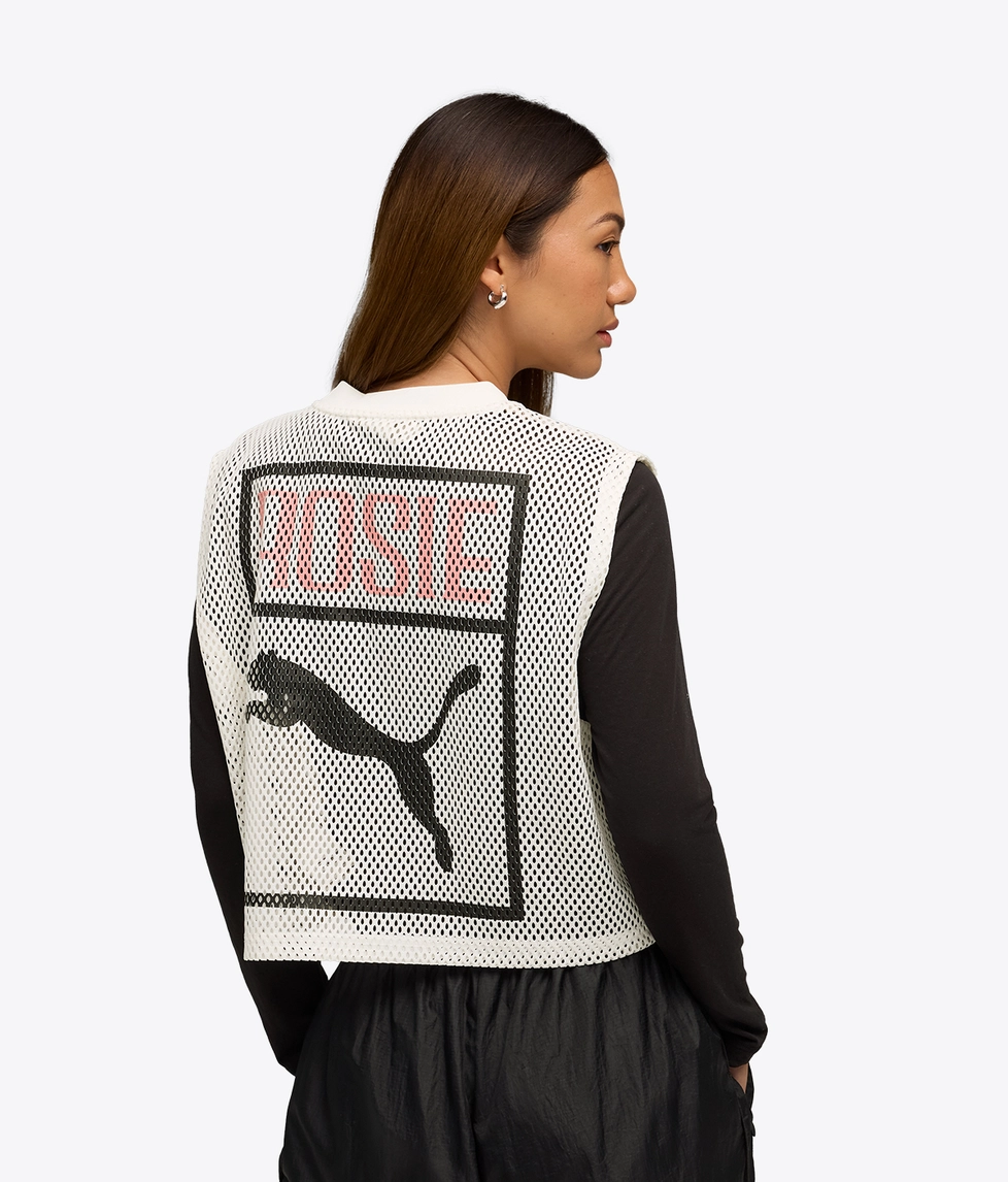 Puma - Puma X Rose Relaxed Mesh Top Warm White |Buy Women's Tee