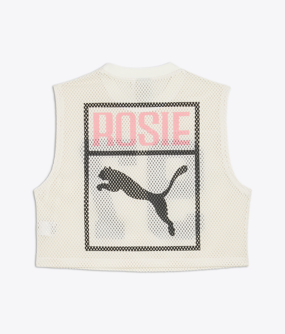Puma - Puma X Rose Relaxed Mesh Top Warm White |Buy Women's Tee