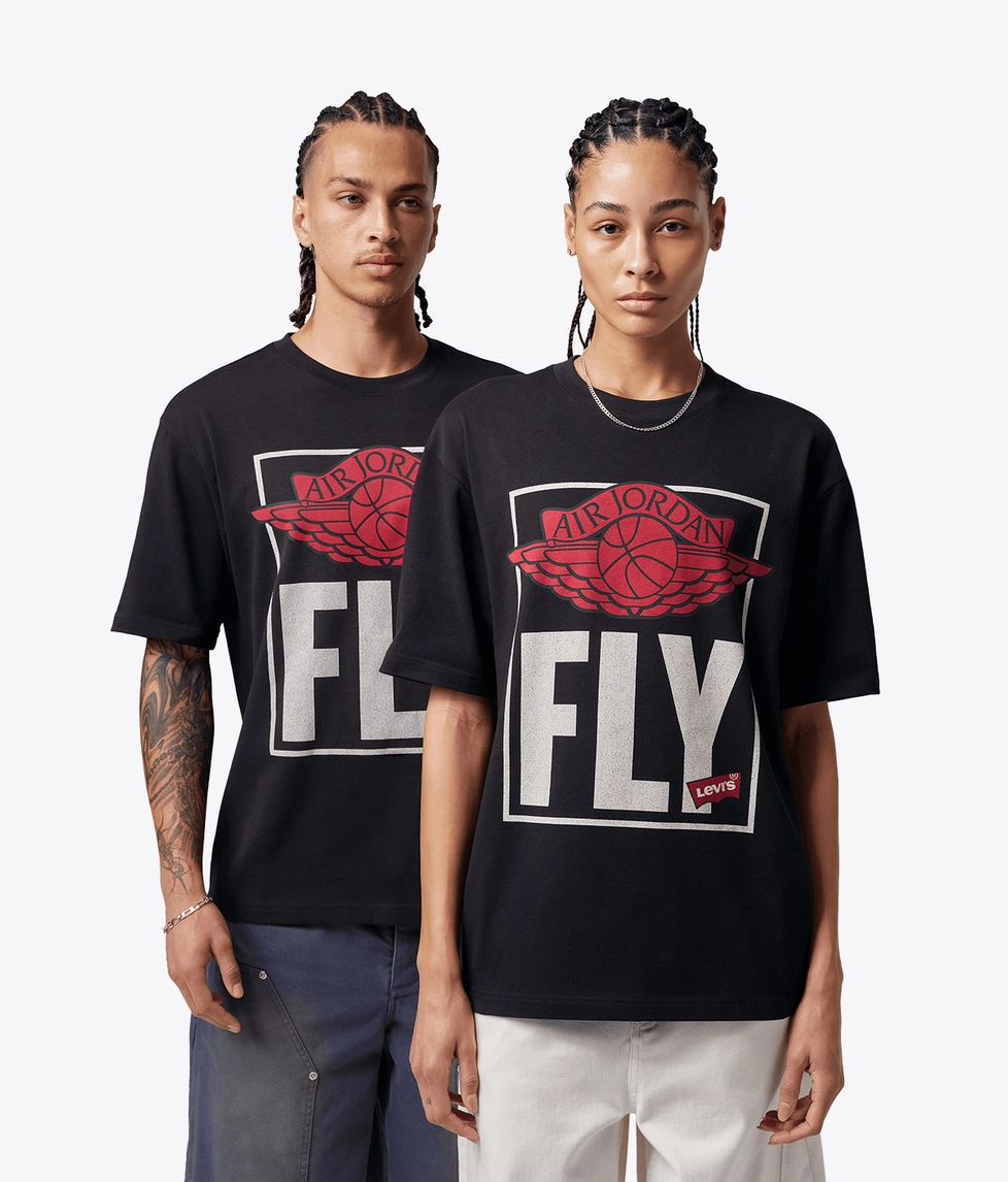 Levi's Air Jordan FLY Tシャツ ブラック Jordan - X LEVIS SHORT SLEEVE TEE - VegNonVeg