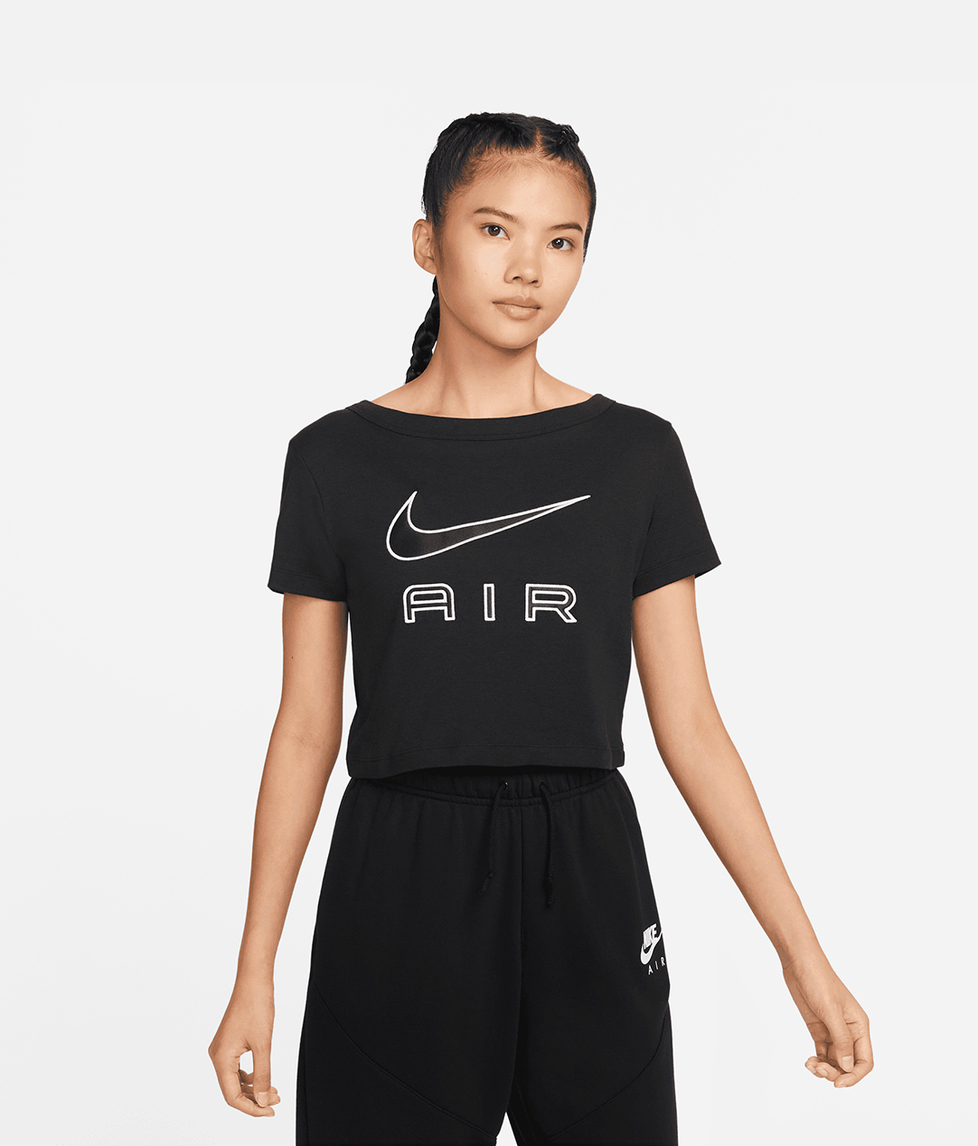 Nike crop top black and sales white