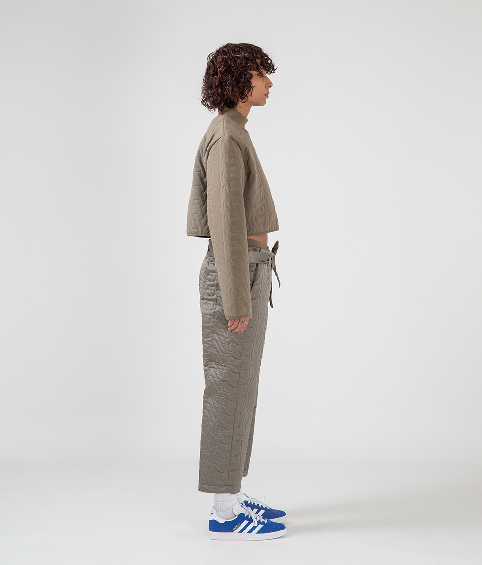 Carys Tailored Cropped Wool Blend Trousers | Dark Grey Marl | hush