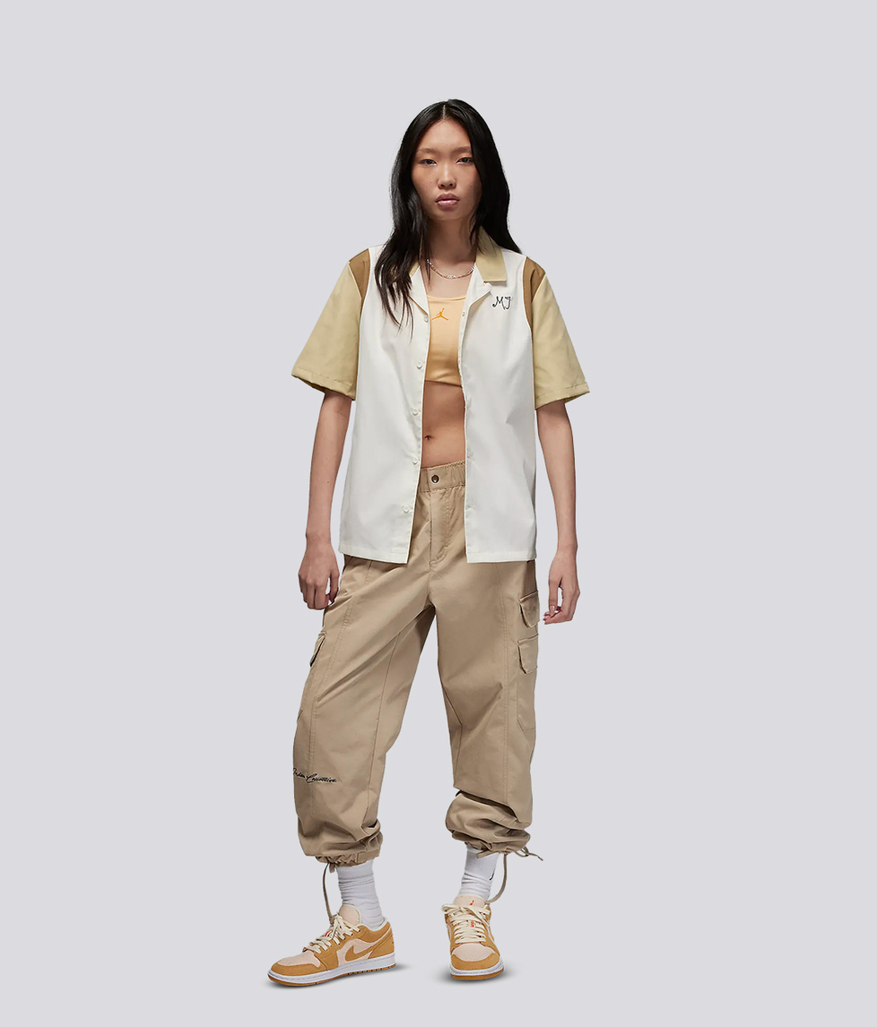 Jordan - BUTTON-UP SHIRT 'SAIL/TEAM GOLD/BROWN KELP' - VegNonVeg